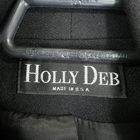 Womens Holly Deb Black 100% Pure Wool Embroidered Long Coat Open Front Size M - Picture 3 of 12